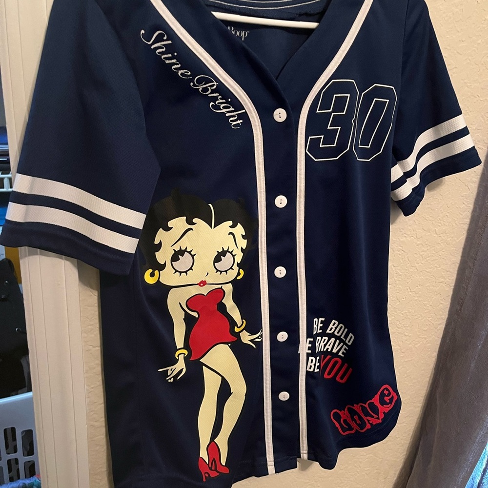 Kids Navy Blue Cartoon Graphic Baseball Shirt